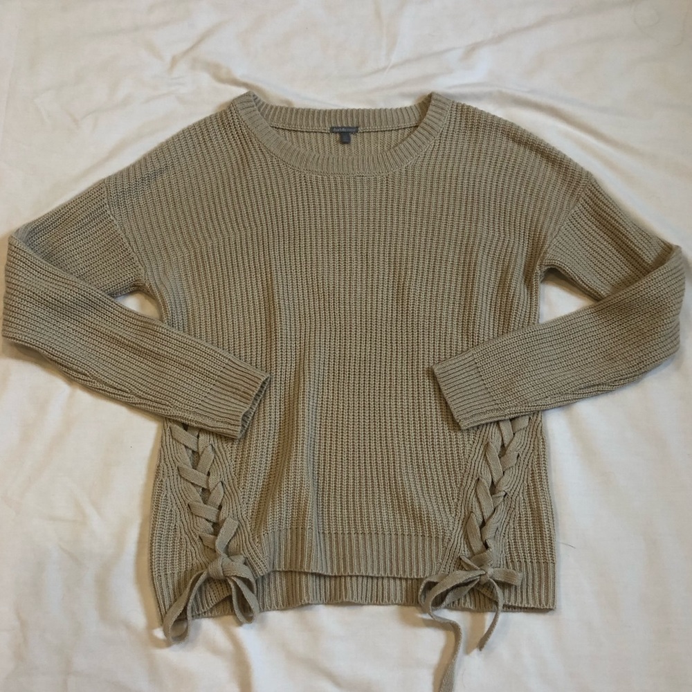 Charlotte Tan Lace Up Tie Russe Sweater - Picture 2 of 6